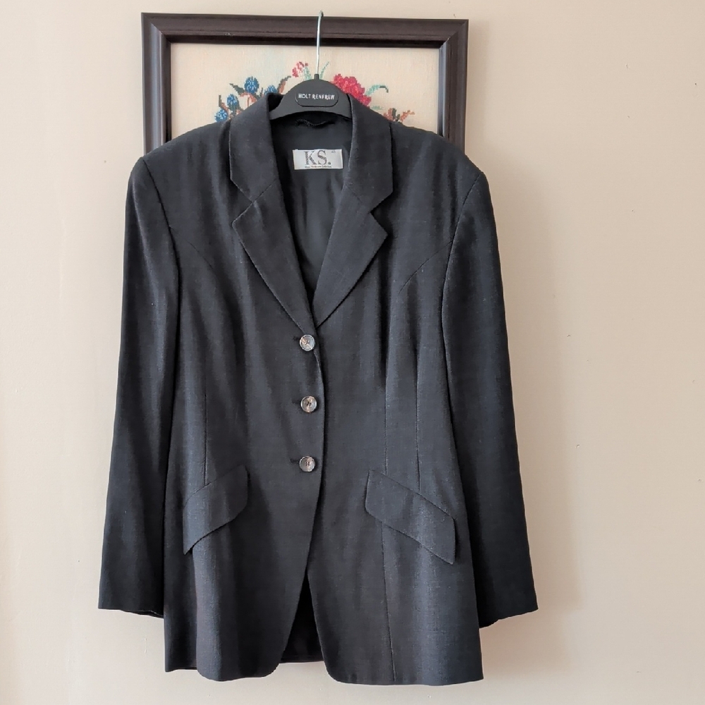 Klaus Steilmann Vintage Gray Single-Breasted Wool Blazer